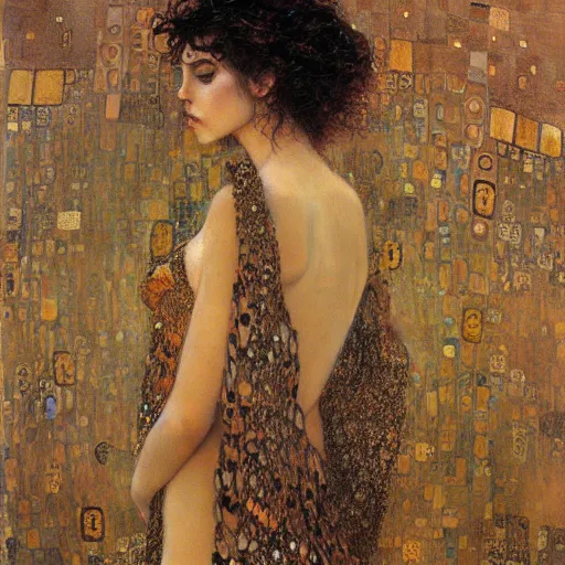 Prompt: seductive goddess in desert, intricate detail, klimt, royo, whealan,