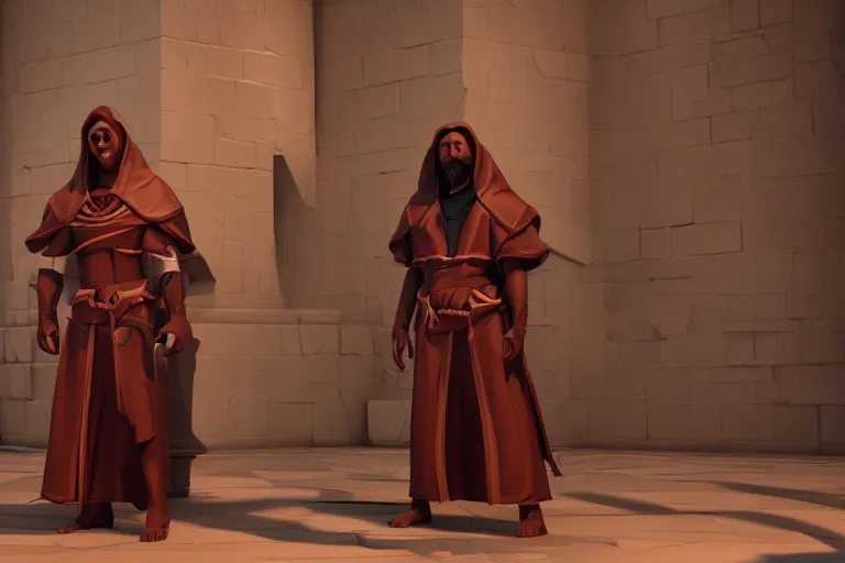 Image similar to cultist wearing robe, paladins, unreal engine, 3 d render,