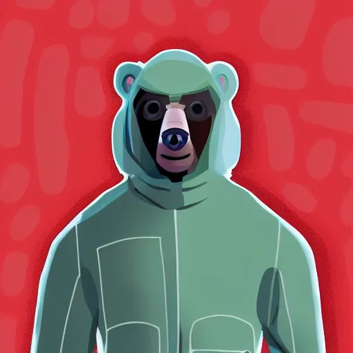 Prompt: portrait of full body bear beast-man wearing a hazmat suit, digital art, concept art, highly detailed, sharp focus