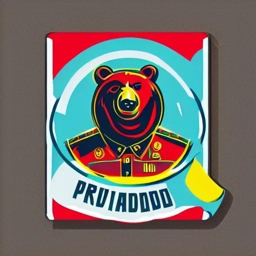 Image similar to Propaganda poster of a dictator bear, sticker, highly detailed, colorful, illustration, drama, smooth and clean vector curves, no jagged lines, vector art, smooth