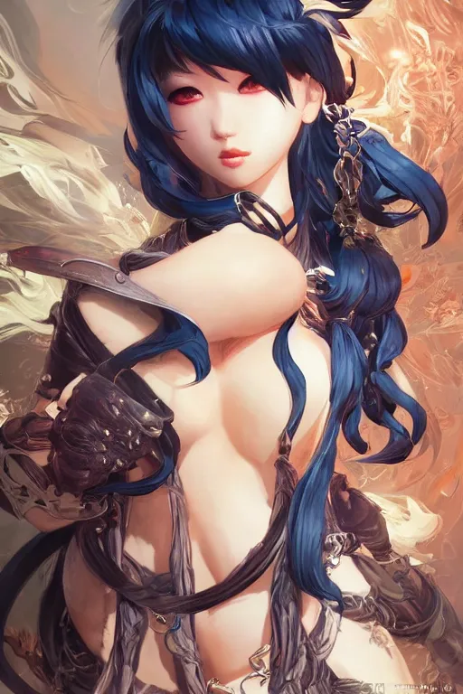 Image similar to Rhiana in a blade and soul spinoff artbook rendered by the artist Hyung tae Kim, Jiyun Chae, Lê Long, Joe Madureira, trending on Artstation by Hyung tae Kim, artbook, Stanley Artgerm Lau, WLOP, Rossdraws , James Gurney