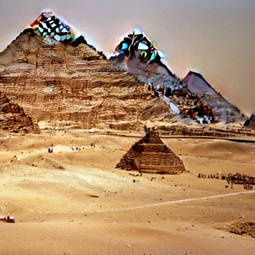 Prompt: the pyramid of giza under construction in egypt