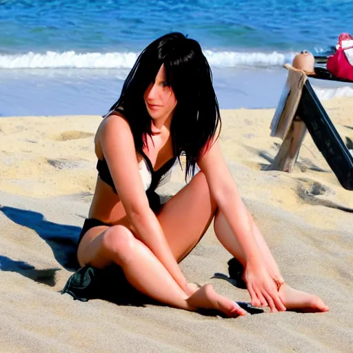 Image similar to Tifa Lockhart sunbathing at the beach