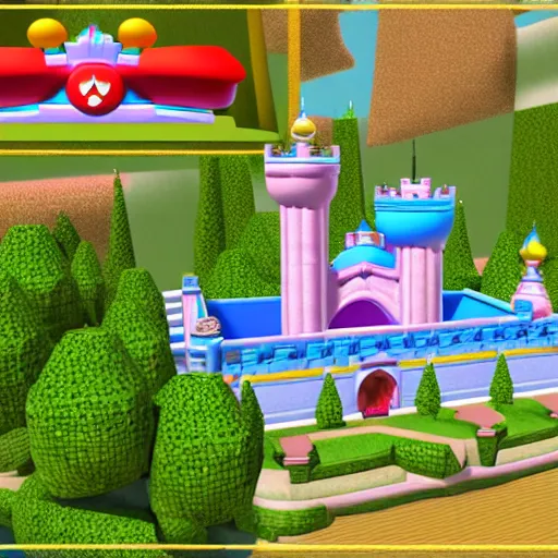 Image similar to princess peaches castle super mario 64 render