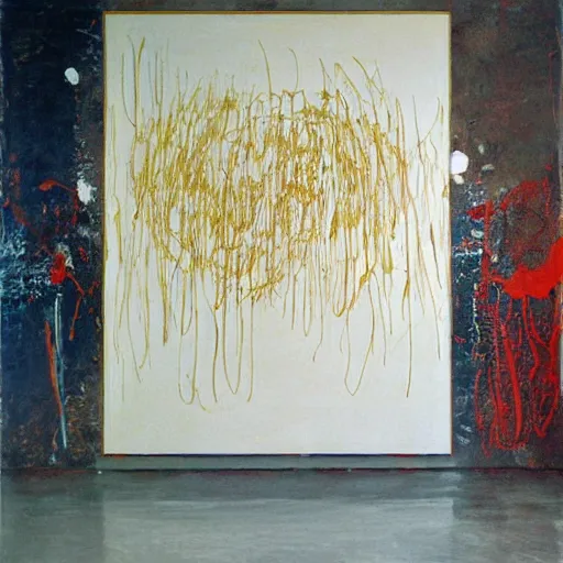 Image similar to large scale painting by cy twombly, high resolution art scan, swirling loops