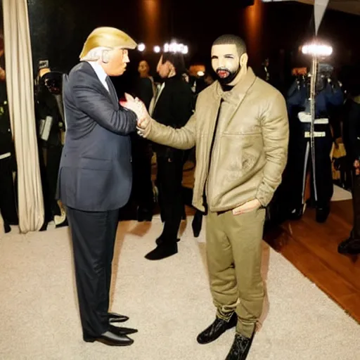 Prompt: drake meeting donald trump