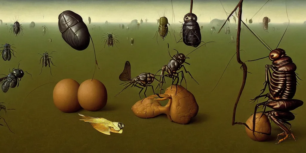 Prompt: cicada, as a matte oil painting, surreal, fog, concept art, award - winning, extremely detailed, sharp focus, very coherent and colorful high contrast masterpiece by norman rockwell franz sedlacek hieronymus bosch dean ellis simon stalenhag rene magritte gediminas pranckevicius, dark shadows, sunny day, hard lighting