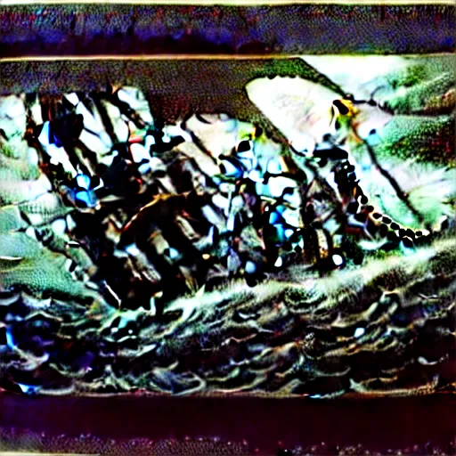 Image similar to a highly detailed hyperrealistic scene of a ship being attacked by giant squid tentacles, ultra realistic, jellyfish, squid attack, dark, voluminous clouds, thunder, stormy seas, pirate ship, dark, high contrast, yoji shinkawa, scary, m.c. Escher, highly detailed, brutal, beautiful, octopus arms attacking the ship from the storm, illusion, artgerm