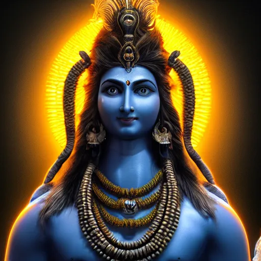 Prompt: portrait of shiva, ultra realistic photography, highly detailed, photorealistic, octane render, 8 k, unreal engine