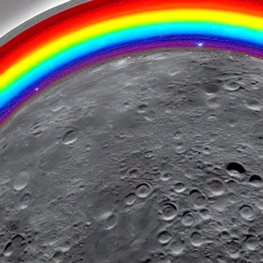 Prompt: a rainbow on the moon