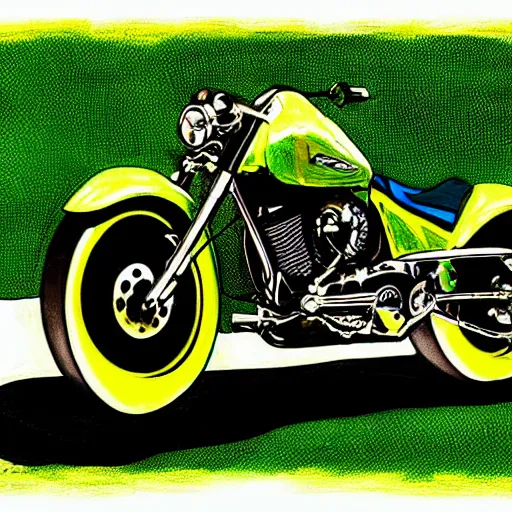 Image similar to lime green low rider by art fitzpatrick, detailed, golden ratio, symmetrical, shiny, gloss