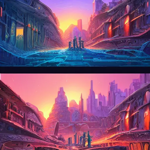 Image similar to a mechanicalian matte painting by dan mumford and meks and robots in virtual reality, trending on artstation. be, artificial - cycling, elements - matter - based - scientists - anticipating - theories