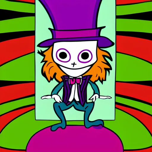 Image similar to mad - hatter - the - lunatic - madman as an nft - comic - art made by pop wonder, svg comic style, vector - artwork made in adobe - illustrator