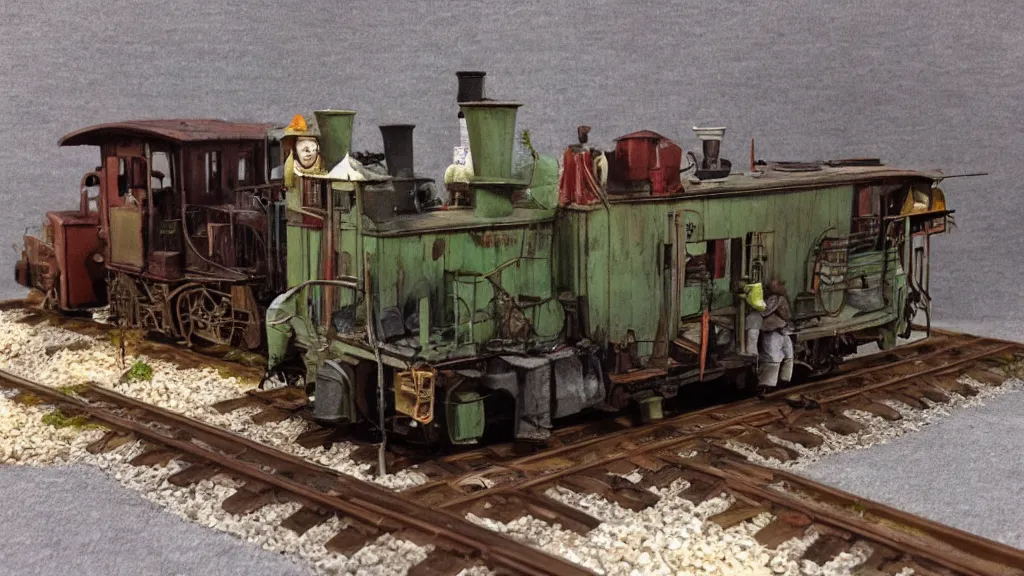 Image similar to juicepunk haggard train diorama