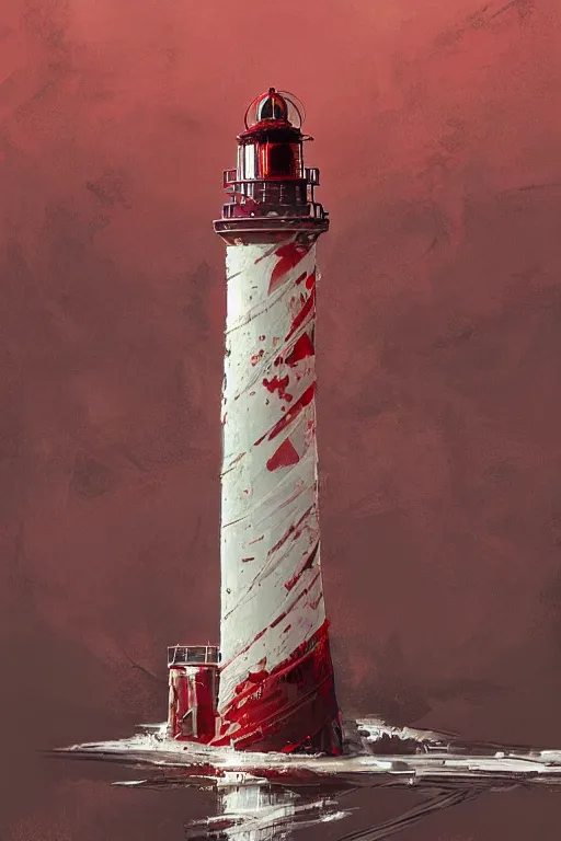 Image similar to a red and white lighthouse inside a clear bottle, very fancy whiskey bottle, intricate concept painting by by eddie mendoza and ross tran and craig mullins