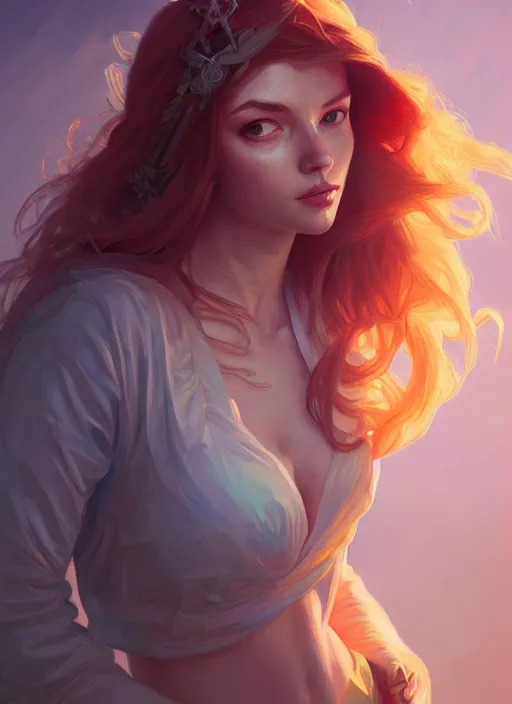 Prompt: miss fortune, half body shot, path traced, realistic, highly detailed, high quality, digital painting, hd, alena aenami, lilia alvarado, shinji aramaki, karol bak, alphonse mucha, tom bagshaw