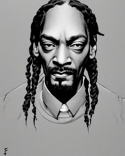 Prompt: portrait of snoop dogg, concept art, sumi - e style, intricate linework, artstation, trending, highly detailed, smooth, focus, art by yoji shinkawa,