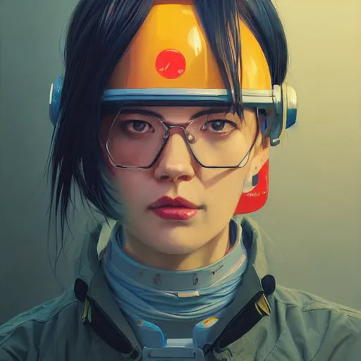 Image similar to Portrait of an engineer with helmet, very coherent, painted by painted by James Gilleard, airbrush, art by JamesJean and fine details. Anime. realistic shaded lighting poster by Ilya Kuvshinov katsuhiro otomo ghost-in-the-shell, magali villeneuve, artgerm, Jeremy Lipkin and Michael Garmash and Rob Rey