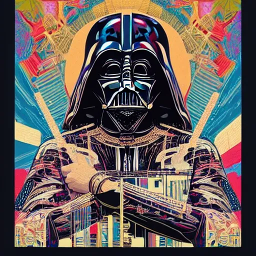 Image similar to Tristan Eaton, maximalism, victo ngai darth vader