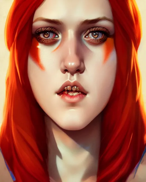 Prompt: Maika Monroe Batgirl, redhead, no mask, symmetrical face symmetrical eyes, illustration, artstation, cinematic lighting, hyperdetailed, cgsociety, 8k, high resolution, Charlie Bowater, Tom Bagshaw, Norman Rockwell, insanely detailed and intricate