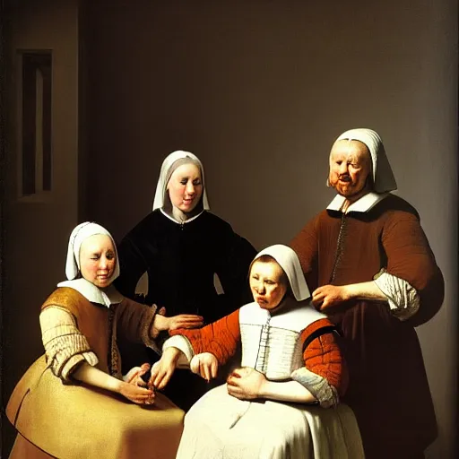 Prompt: Dutch masters poses for a portrait, style by Rembrandt, Caravaggio and Vermeer