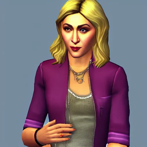 Prompt: a medium shot of madonna. snapshot from the sims