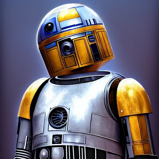 Image similar to if r 2 d 2 and c 3 po had a baby digital art by mandy jurgens and irena french, heraldo ortega, hyperdetailed, artstation, cgsociety.