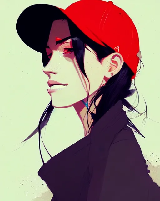 Image similar to a ultradetailed beautiful portrait panting of a stylish woman wearing a snapback, by conrad roset, greg rutkowski and makoto shinkai, trending on artstation