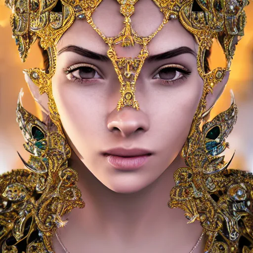 Image similar to portrait of pretty princess with perfect skin, glowing, ornate and intricate diamond jewelry, jaw dropping beauty, ornate and intricate backdrop, white accent lighting, hyper detailed, 4 k octane render