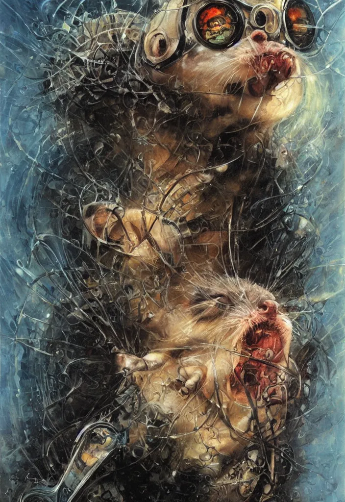 Image similar to portrait of a rat mad scientist, art by karol bak