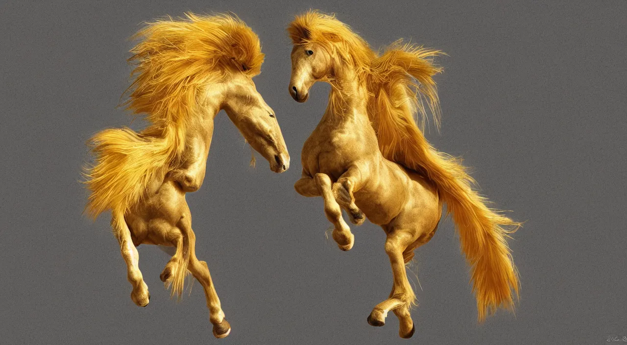 Prompt: beautiful pegasus with golden fur