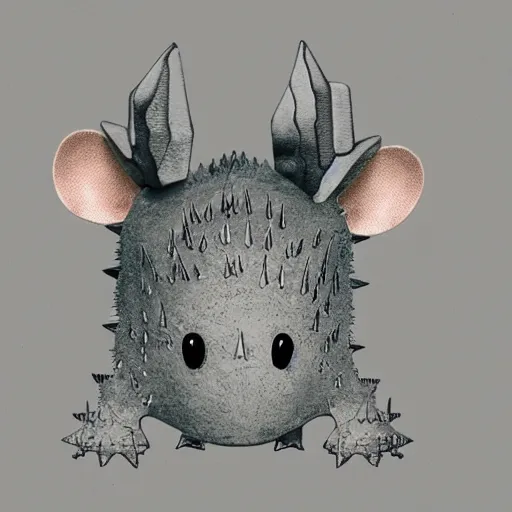 Prompt: dino mouse, spikey head, mouse face fine art