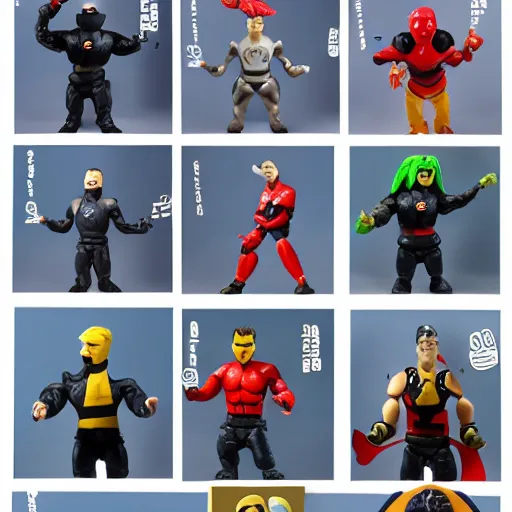 Image similar to Action figure face portrait. Knockoff character. Parody. Amateur creation. Original character. Product photography. Cheap. Dumb. Unusual.