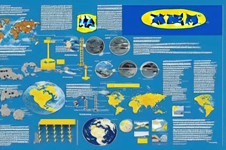 Image similar to a detailed ikea guide on the construction of planet earth