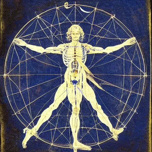 Image similar to blue print of tooth fairy like a vitruvian man, leonardo da vinci