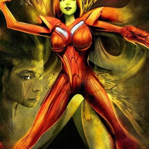 Image similar to The Metroid Queen, by Dave McKean