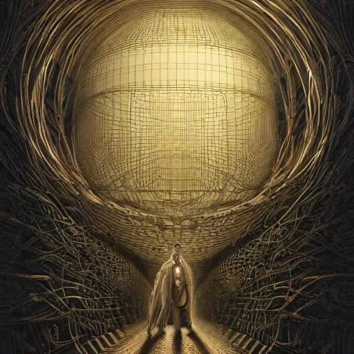 Prompt: epistemology by jeffrey smith and wlop and gustave dore, featuring rhodium wires, circuitry, code, binary, cryptonomicon, dmt entity, ambient occlusion, 3 d concept render, scientifically accurate, artstation, intricate, beautiful, look at that detail!