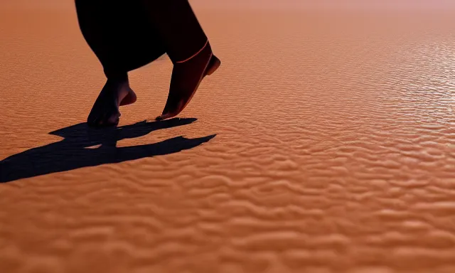 Image similar to a man made of water walking in the sahara, photorealistic, cinematic lighting, 8 k, extremely detailed