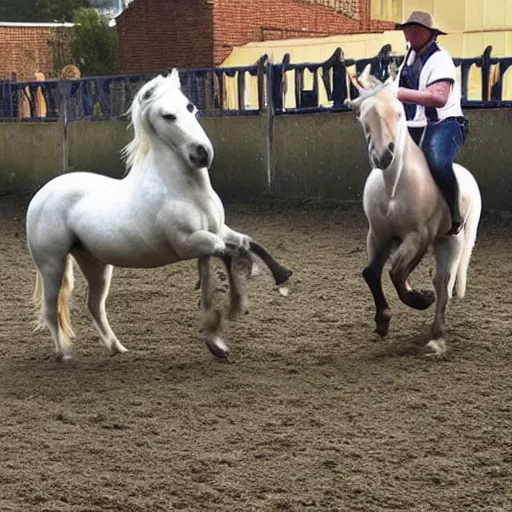 Prompt: horses doing big lines of ketamine at the rave