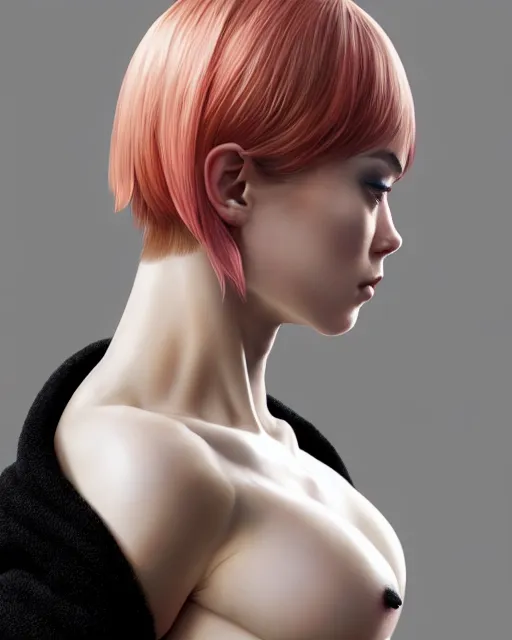 Image similar to side view of torso of pale skin beauty, scandinavian, finnish, caucasian, caucasoid, viking armor, paint by ilya kuvshinov and ross tran and karol bak and stanley lau and anna dittmann and artgerm and xiaoguang sun and tian zi