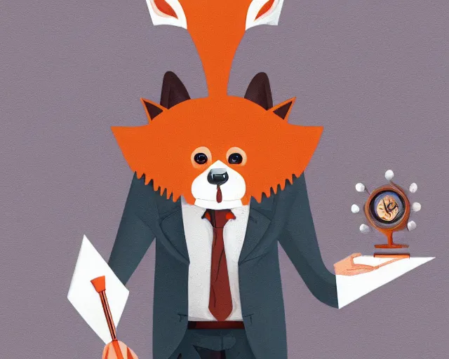 Prompt: award - winning extremely detailed fantasy art of a cute male anthropomorphic vulpes vulpes fulva teacher wearing suit working at a school, 4 k