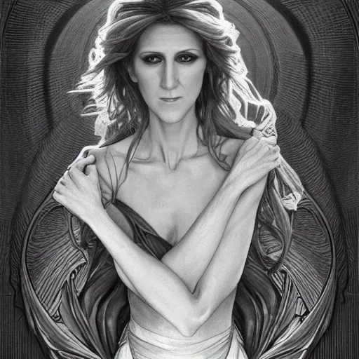 Prompt: amazing lifelike award winning pencil illustration of Celine Dion trending on art station artgerm Greg rutkowski alphonse mucha cinematic
