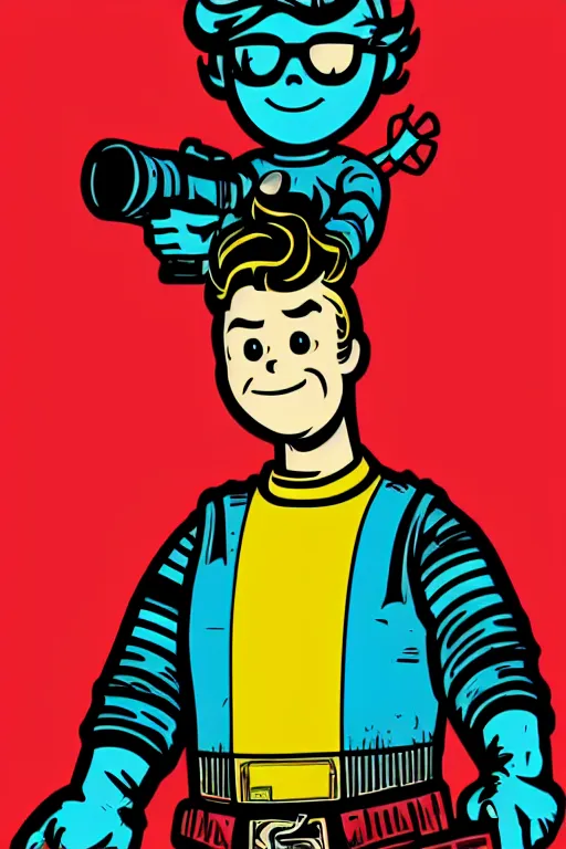 Image similar to fallout 7 6 retro futurist illustration art by butcher billy, sticker, colorful, illustration, highly detailed, simple, smooth and clean vector curves, no jagged lines, vector art, smooth andy warhol style