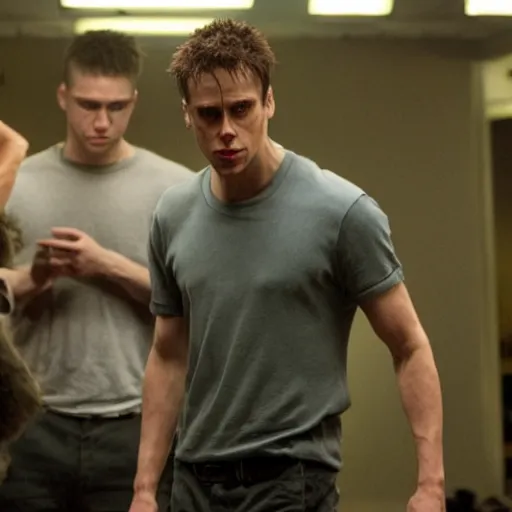 Image similar to Live Action Still of Jerma in Fight Club, real life, hyperrealistic, ultra realistic, realistic, highly detailed, epic, HD quality, 8k resolution, body and headshot, film still