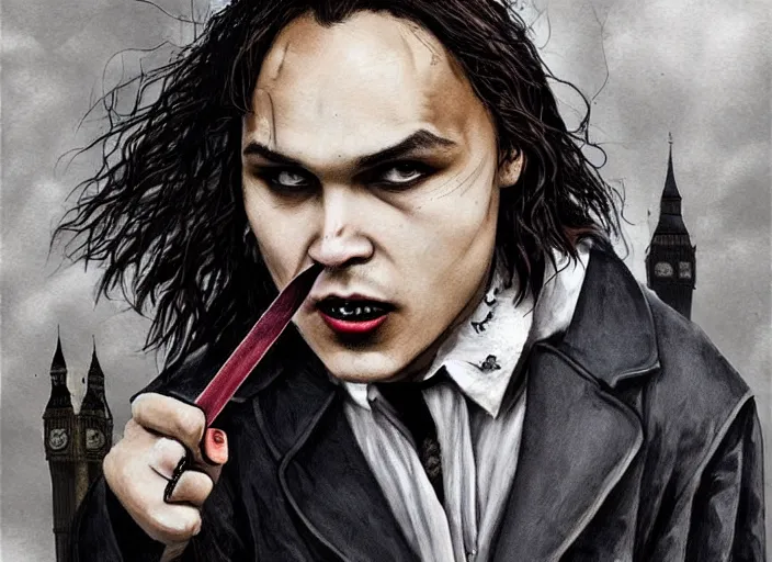 Image similar to vampires attacking frank dillane in london, gothic, horror, realistic, intricate, detailed, scary, beautiful, trending on artstation, masterpiece