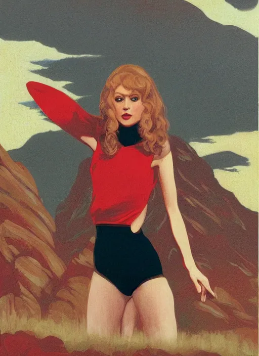 Image similar to portrait of talyor swift cheerleader, twin peaks poster art, from scene from twin peaks, by jeffrey catherine jones, rossetti bouguereau, artgerm, retro, nostalgic, old fashioned