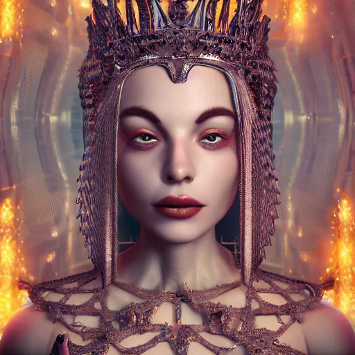 Prompt: queen of metal, 4 k, intricate, jaw dropping, gorgeous, surreal, octane render