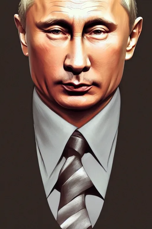 Image similar to vladimir putin with kim jong un hairstyle, realistic portrait, symmetrical, highly detailed, digital painting, artstation, concept art, smooth, sharp focus, illustration, cinematic lighting, art by artgerm and greg rutkowski and alphonse mucha