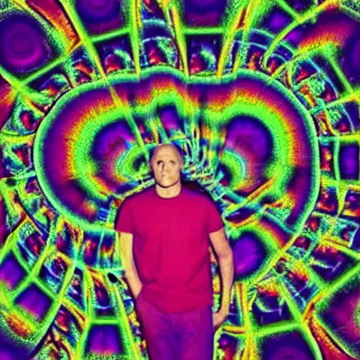 Prompt: “ an extremely psychedelic picture of Woody Harrelson”