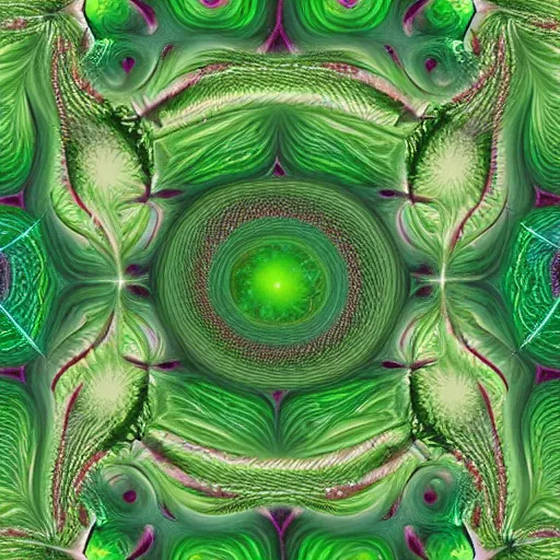 Image similar to fractal rosebuds flowing around a green dragon